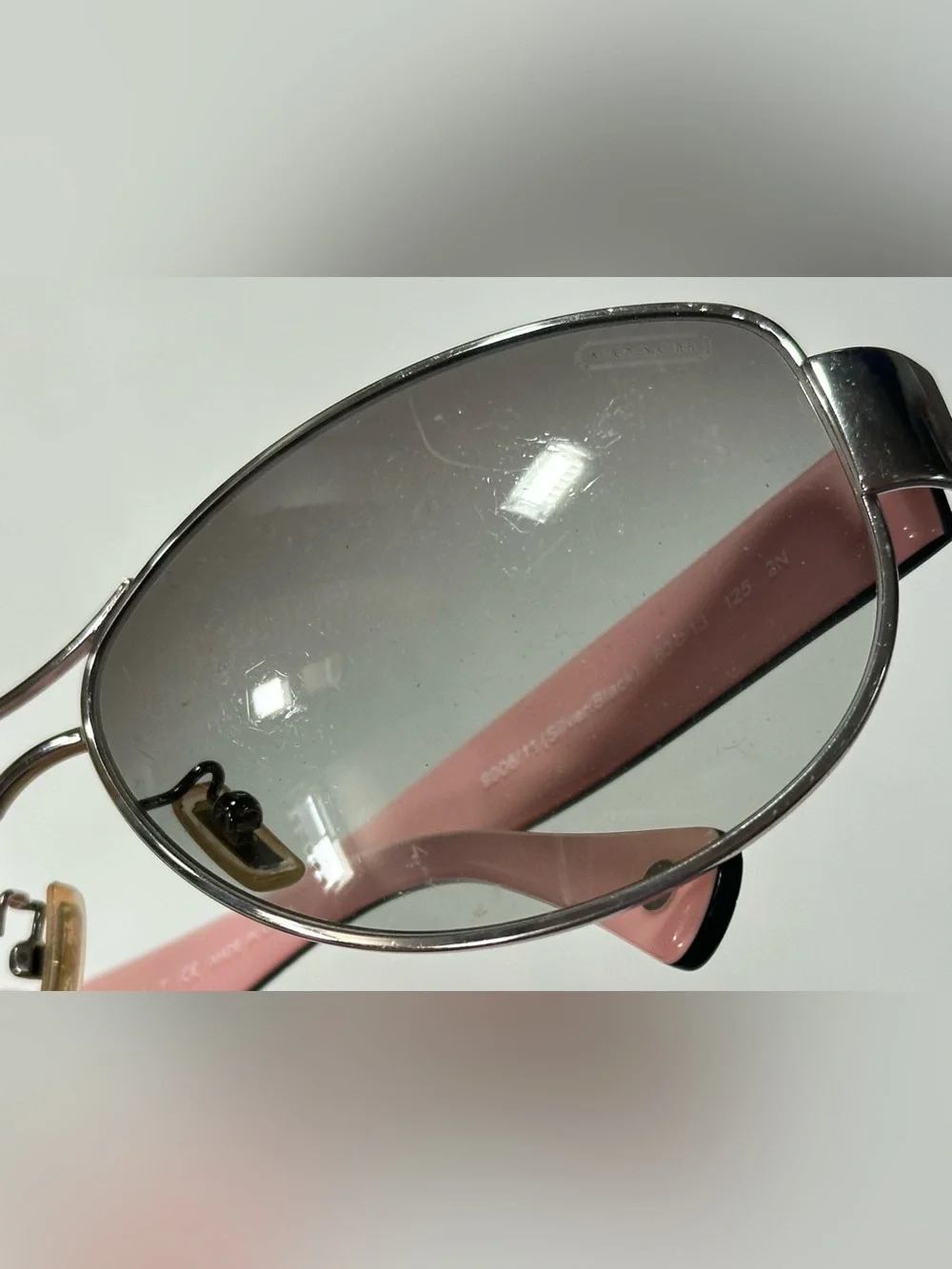 Coach Designer HC7001 Taylor Sunglasses Silver/Pink w/Case McBling Y2K Beach